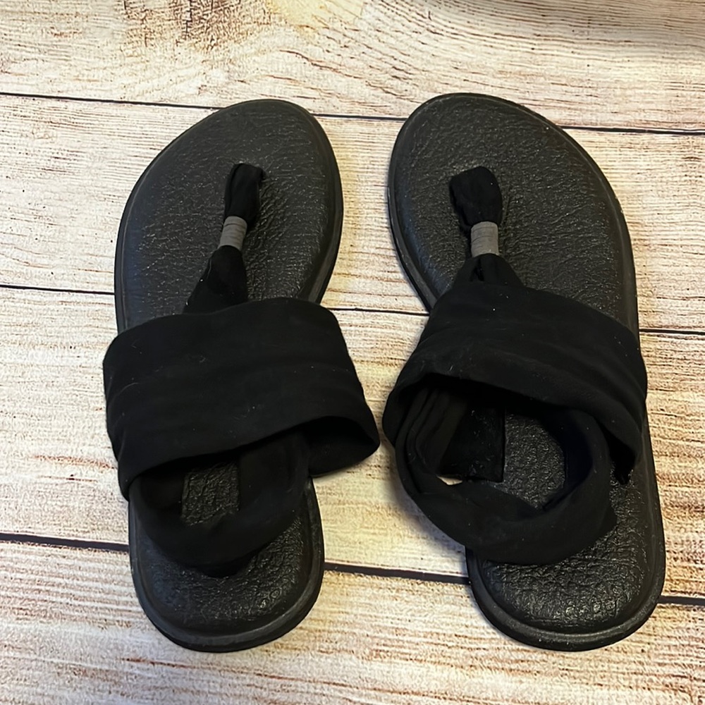 Sanuk yoga sling womens all black sandals